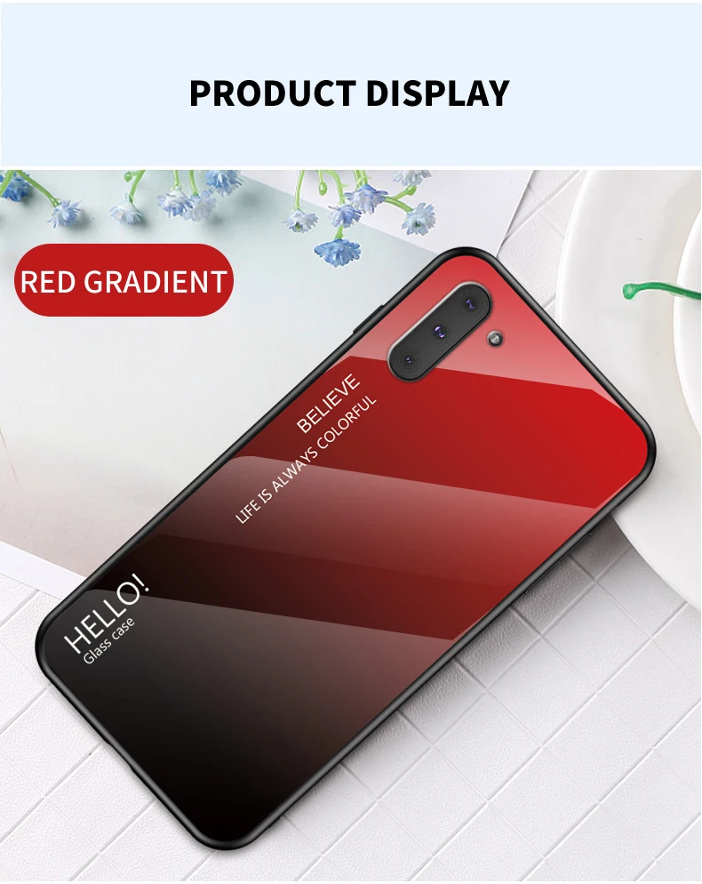 Градиентный чехол из закаленного стекла для телефона для samsung Примечание 10 плюс A70 A50 A80 S8 S9 S10 плюс S10e Note 9 8 S7 край A8 A6 плюс A7 чехол