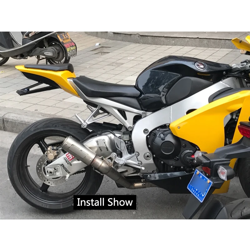 Для 2008- Honda CBR1000RR выхлопная труба без шнуровки 61 мм Мотоцикл Средний Глушитель со съемным дБ убийца из нержавеющей стали Escape