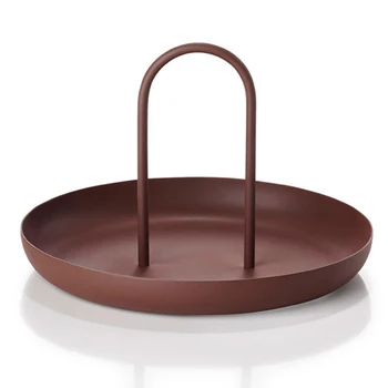 

With Handle Home Decor Easy Clean Sundries Organizer Restaurant Storage Tray Circular Cafe Modern Simple Single Layer Bread Dish