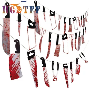 

Halloween Decoration Horror House Bloody Weapons Garland Banner Halloween Bar Club Zombie Vampire Party Decorations Supplies