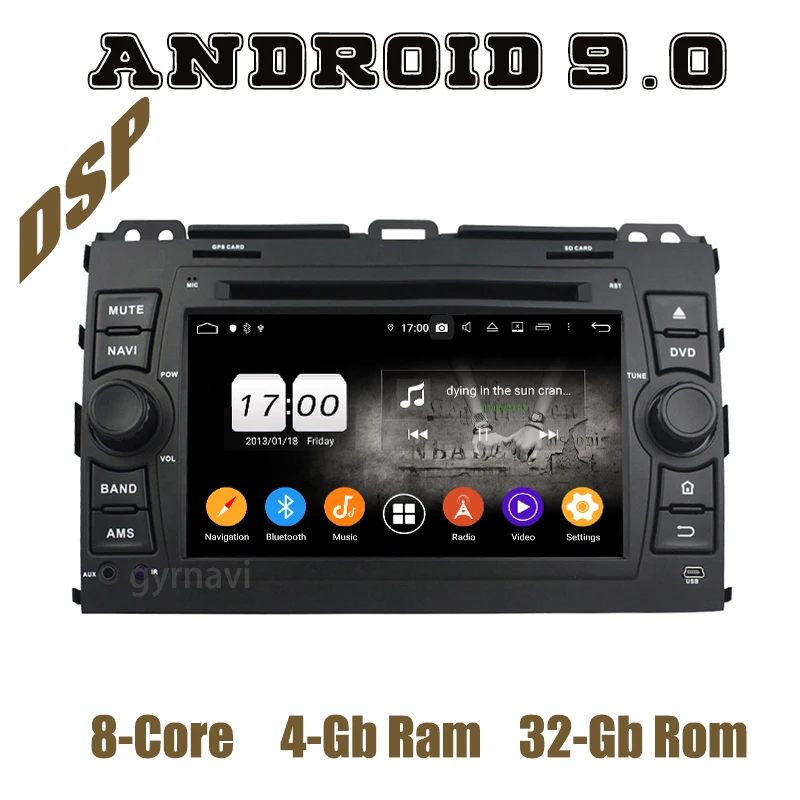 Автомобильный мультимедийный плеер Android 9 0 GPS DVD DSP для toyota Prado 120 2006-2010 с Wi-Fi usb 4 + 64 ГБ