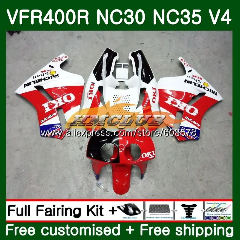 VFR400 R для HONDA VFR400R NC35 1993 1994 1995 1996 1997 1998 99CL. 68 ЛРВ 400 R NC24 93 94 95 96 97 98 новые белые, красные обтекатели
