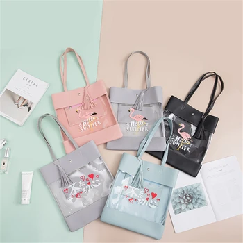 

Fashion transparent tote bag large-capacity shopping belt