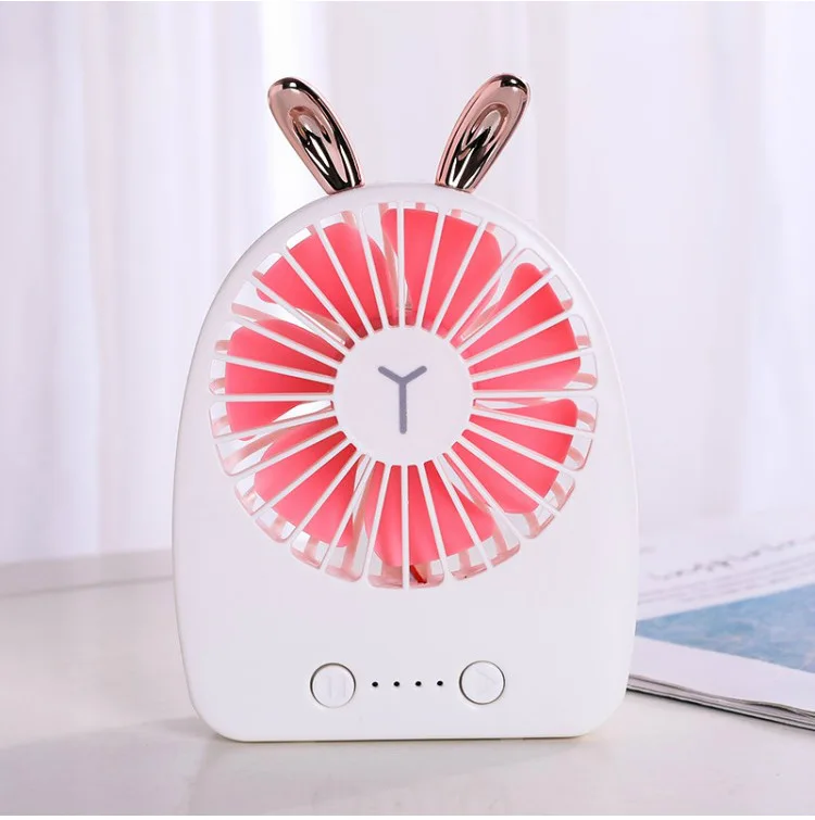 Style Mini Fan USB Rechargeable Portable Students Rabbit Cartoon Hand-Held Creative Desktop Mute Small Fan
