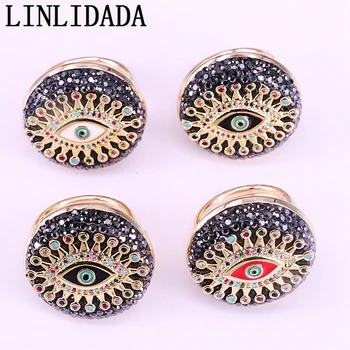 

5Pcs New Fashion Gold Filled Ring CZ Micro Pave Eye Enamel Ring Rhinestone Paved Charms Ring Women Jewelry