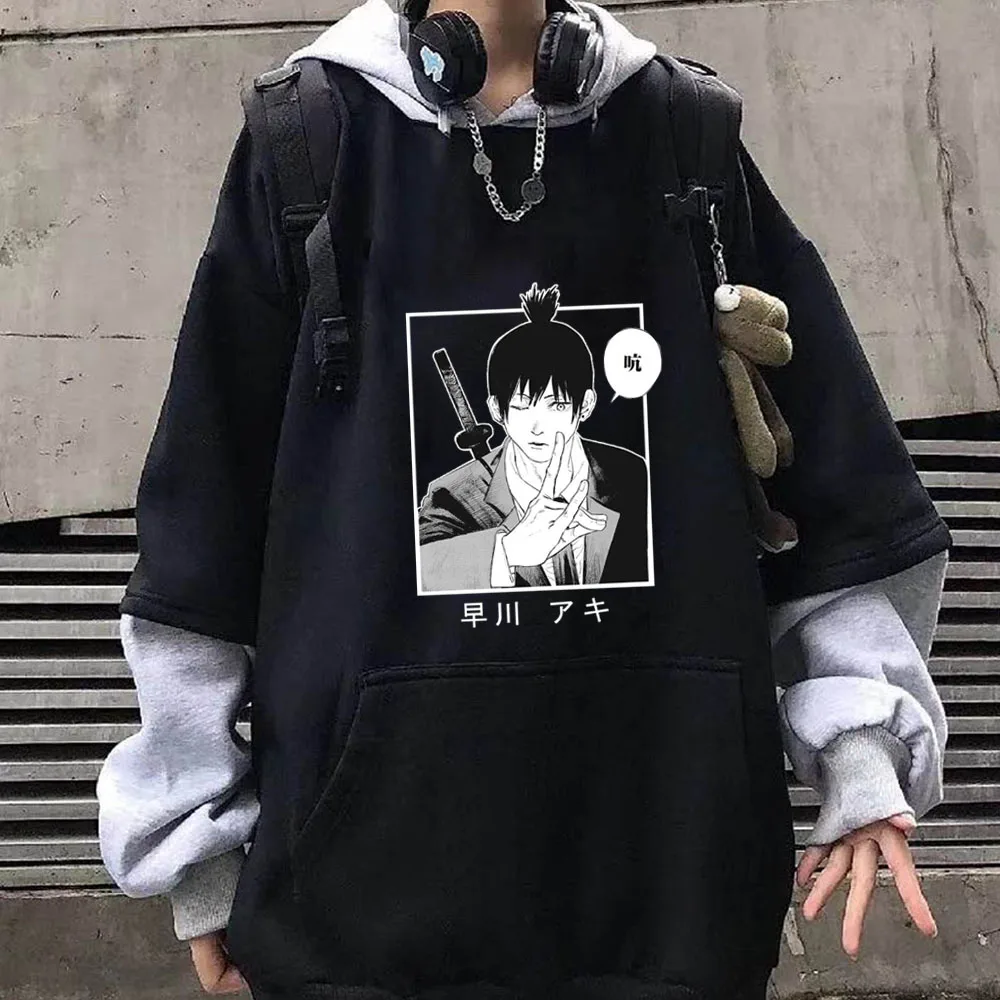 

Harajuku Hot Anime Chainsaw Man Pullover Hooded Manga Hayakawa Aki Hoodie Sweashirt Top
