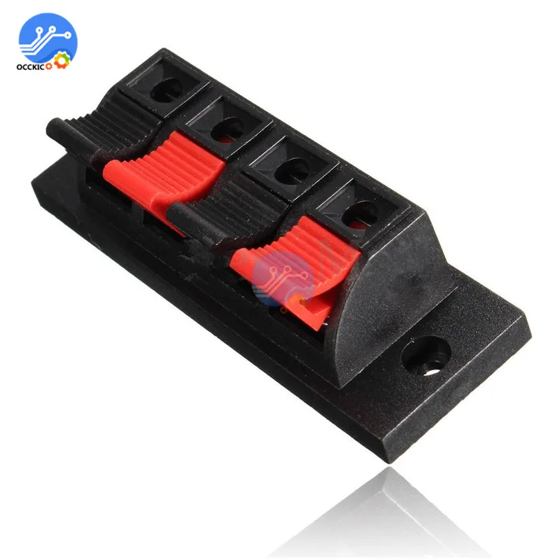 

1 Pcs Spring Clip Speaker Terminal Board 4 Ports Binding Post Connector Socket Speaker Terminal 70x254mm