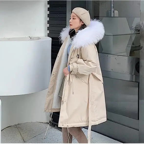 

2019 Winter New Down Jacket Korean Loose Parker Fur Windbreaker Oversize Plus Size Ladies Winter Jackets And Coat Pink