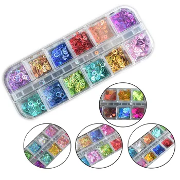 

Nail Glitters Alphabet Holographic Sequins Ring Flame Stars Laser Mixed 12 Colors Thin Sparkly Flakes Paillette Manicure Decor