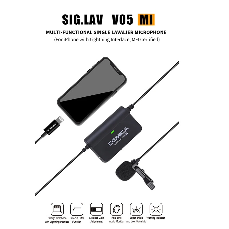 COMICA CVM-SIG.LAV V05 MI Многофункциональный петличный микрофон для IPhone XS Max X 8 7 Plus с интерфейсом