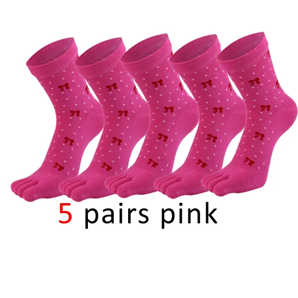 VERIDICAL модные женские туфли носок Носки с бантом «Five Finger», «Носки 5 пар/лот хлопковая белая сорняков короткие носки в стиле Харадзюку, meias feminino - Цвет: Красный