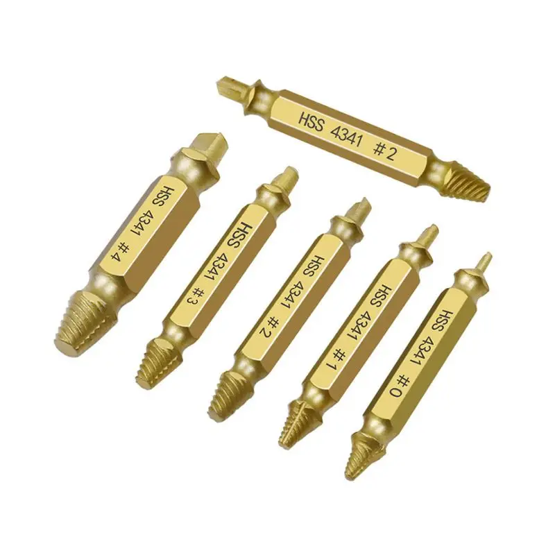 

6pcs Damaged Screw Extractor Speed Out Drill Bits Tool Double Side Durable Broken Bolt Remover Screw High Strength Accessories