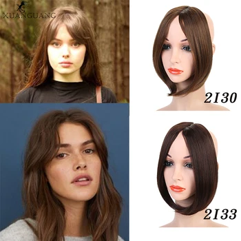 

XUANGUANG Girls Long Bangs Girls Side Bangs Heat Resistant Fake Bangs Fake Fringe Synthetic Clip In Hair Extensions