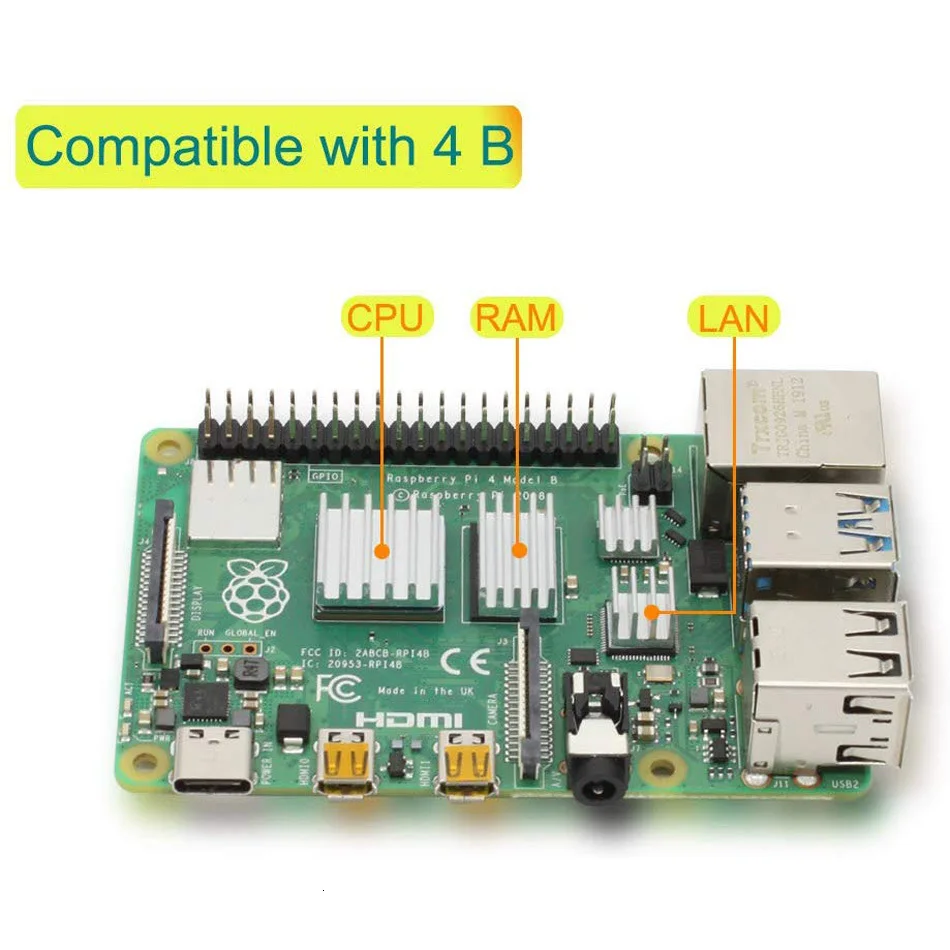 Raspberry Pi 4b радиатор, Raspberry Pi радиатор алюминиевый радиатор с 3 м 8810 термолента для Raspberry Pi 4 Модель B-Серебристый