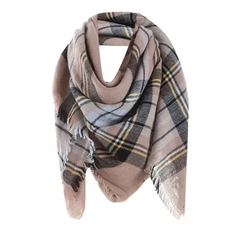 

Fashion Scarves For Women Luxury Plaid Blanket Thick Winter Scarf Tartan Chunky Wrap Oversized Shawl Cape Cachecol L51
