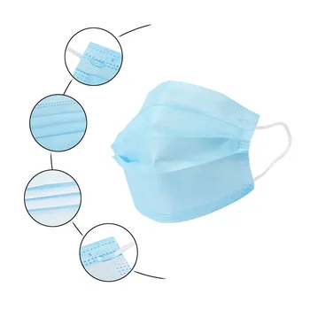 

Disposable Mask 3 Layer Non Woven Anti Dust Mask Disposable Face Mouth Mask Antivirus Anti Virus Mouth Face Masks Blue