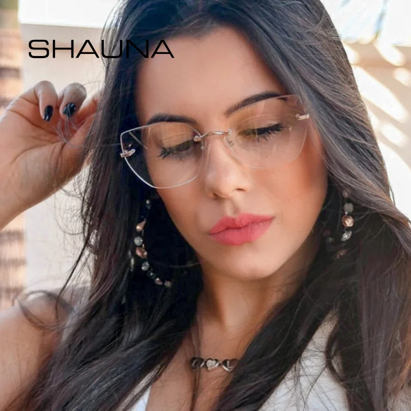 Женские винтажные очки без оправы SHAUNA ретро трендовые с прозрачными