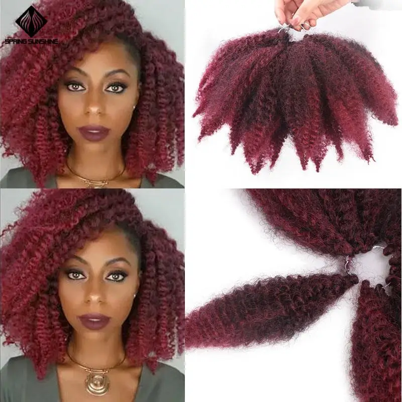 

Spring sunshine 8inch Ombre Marley Braids Soft Afro Twist Synthetic Crochet Braiding Hair Extensions For Black Woman