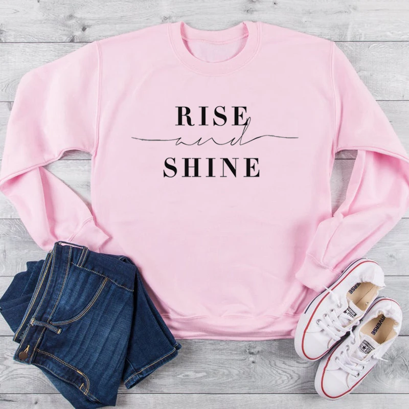 Толстовка с надписью «Rise and shine», женская модная одежда для крещения в христианском стиле, пуловеры из чистого хлопка, эстетические толстовки унисекс, Прямая поставка