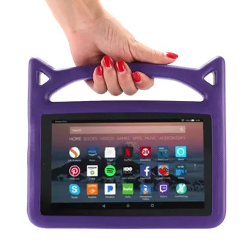 

For Amazon Kindle Fire HD 8 2016 2017 8inch Tablet Case Kids EVA Rubber Handle Stand Case Shockproof Cover Children 1031#C