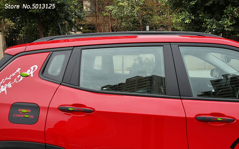 Автомобильная дверь окно средняя стойка, отделка, декоративные Защитная полоска наклейки из углеродного волокна для Jeep Compass аксессуары