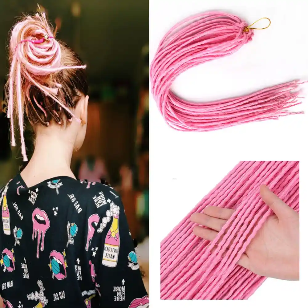 Mtmei毛 24ストランド パックドレッドヘア黒茶色バグピンクグレーフェイクlocかぎ針髪手作りドレッドヘア Aliexpress