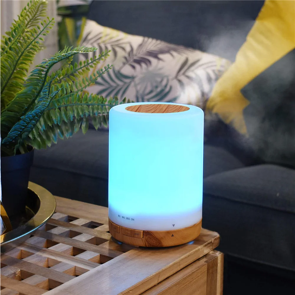 

LISM 300ml Ultrasonic Wood Grain Air Humidifier Home Air Dampener Aroma Diffuser Essential Oil Mist Maker with LED Colorful Lamp