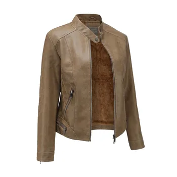 

Female trench coat women's windbreaker тренч ropa mujer Winter Warm Short Coat Leather Parka Zipper Tops Overcoat Outwear h4