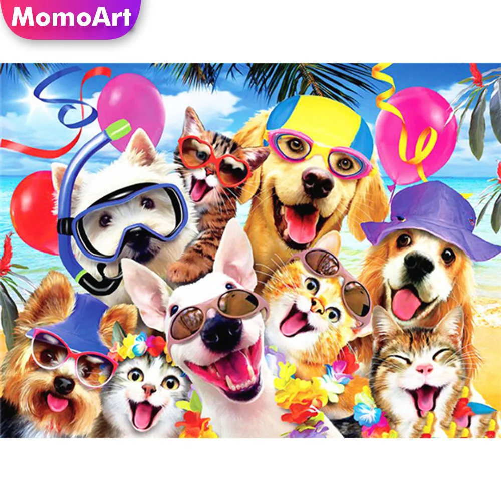

MomoArt 5D DIY Diamond Painting Cat Animal Cross Stitch Embroidery Full Square Picture Rhinestones Home Decoration