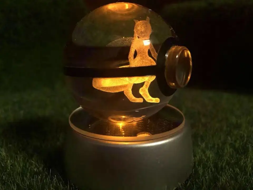 50 мм 3D Хрустальный шар Pokemon Go с питанием от ячейки светодиодный Ночной светильник