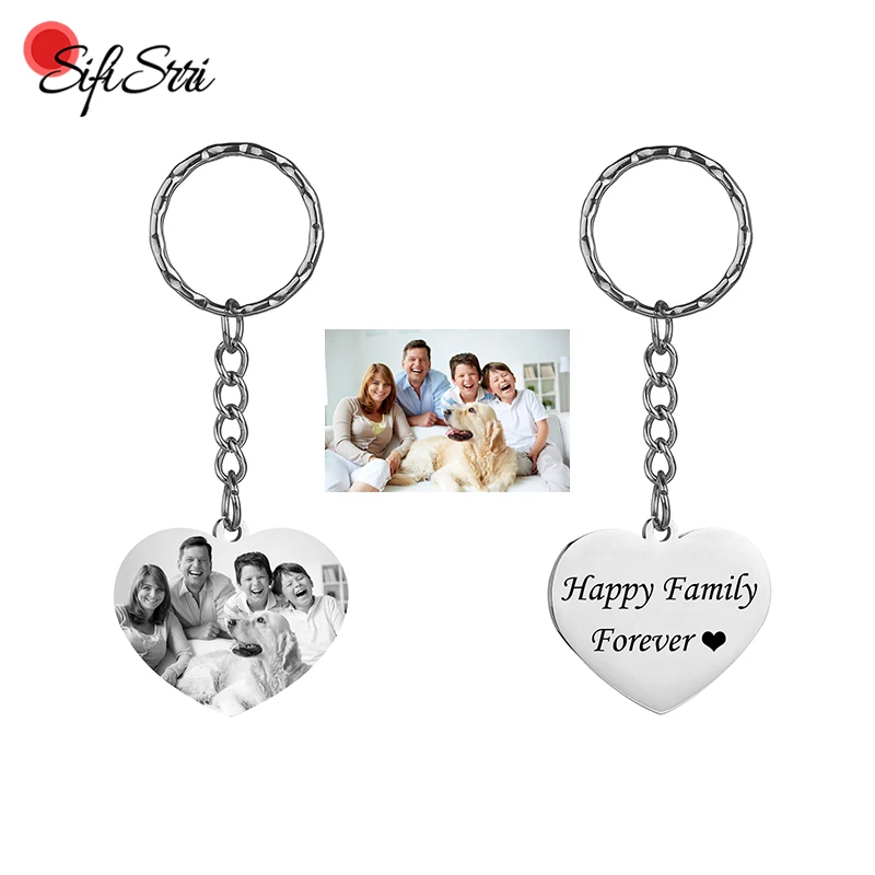 En oferta Sifisrri-llavero personalizado de acero inoxidable para hombre y mujer, llavero con grabado personalizado con foto, nombre, Corazón, regalo de joyería llKkLM9wm