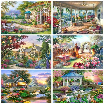 

EverShine 5D Diamond Painting Full Square Garden Diamond Embroidery Mosaic Sale Landscape Picture Of Rhinestones Handwork Art