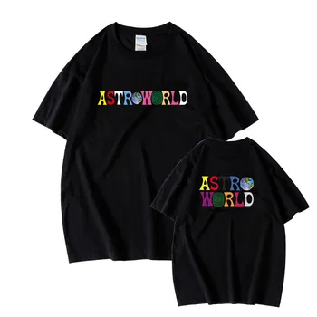 

Summer new men's and women's short-sleeved men's T-shirt 100% cotton round neck T-shirt ASTRO WORLD hip-hop top sports T-shirt