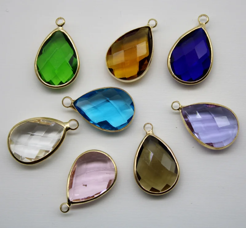 

wholesale quality Natural Water Drop Pendant Quartz Gem Stone Crystal Diy Charm Imitatiion Zircon pendant for Women
