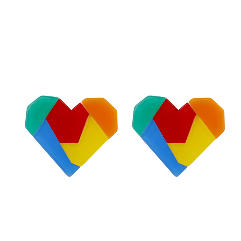 

AENSOA 2019 Colorful Resin Acrylic Heart Drop Earring Night Club Party Jewelry Fashion Multicolor Acrylic Earrings Women For