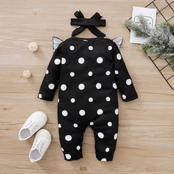 Barboteuse à manches longues pour nouveau né fille, ensemble 2 pièces, combinaison pour bébé fille, à la mode, tenue pour tout petit 