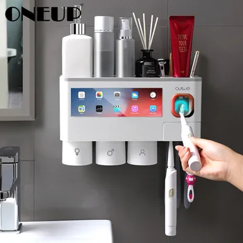 

ONEUP Toothbrush Holder Magnetic Adsorption Inverted Cup Automatic Toothpaste Dispenser For Toilet Bathroom Accessories Sets