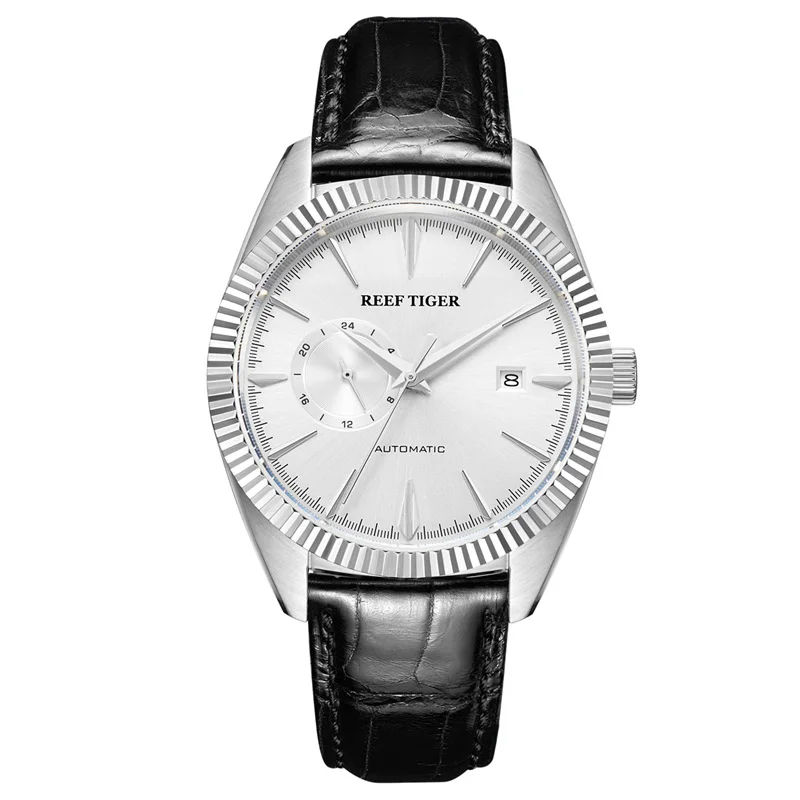 Специальная цена REEF TIGER/RT автоматические часы для мужчин Топ бренд класса люкс водонепроницаемые наручные часы с кожаным ремешком Relogio Masculino+ коробка - Цвет: 9