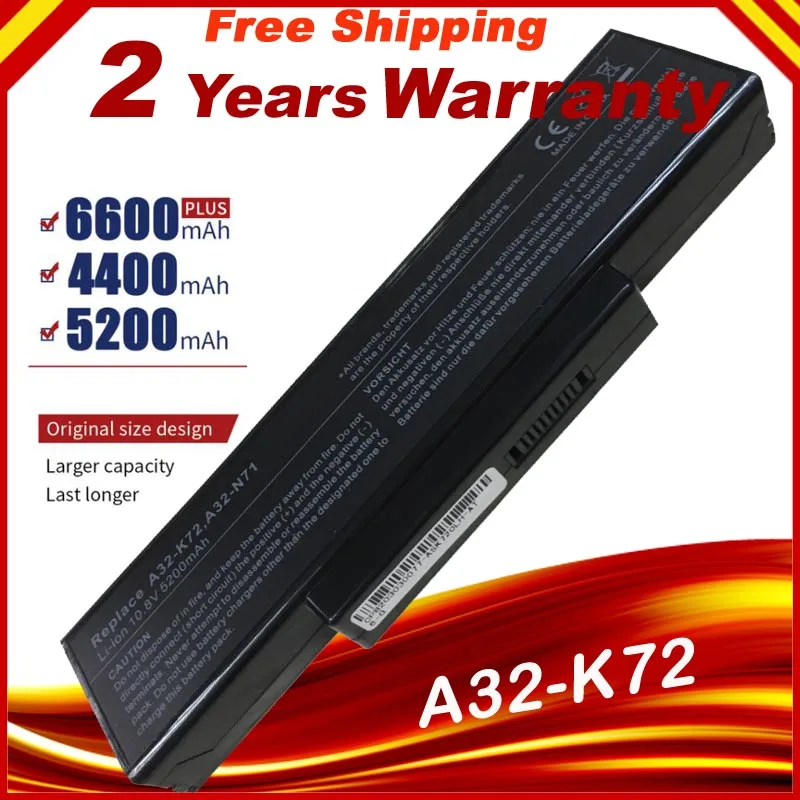 Аккумулятор для ноутбука ASUS x73s A72 A72D A72DR A72J K72 K72D K72F K72J K72JA A32-K72 K72S N71 N73 X77 | Компьютеры