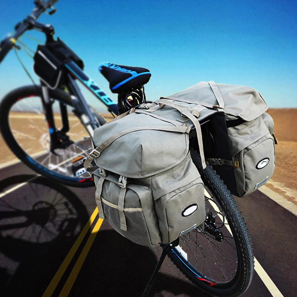 50L 2 In 1 Reflective Bicycle Bag Back Seat Bike Retro Large Capacity Cycling Storage Carrying Pannier Rear Rack Night Luggage