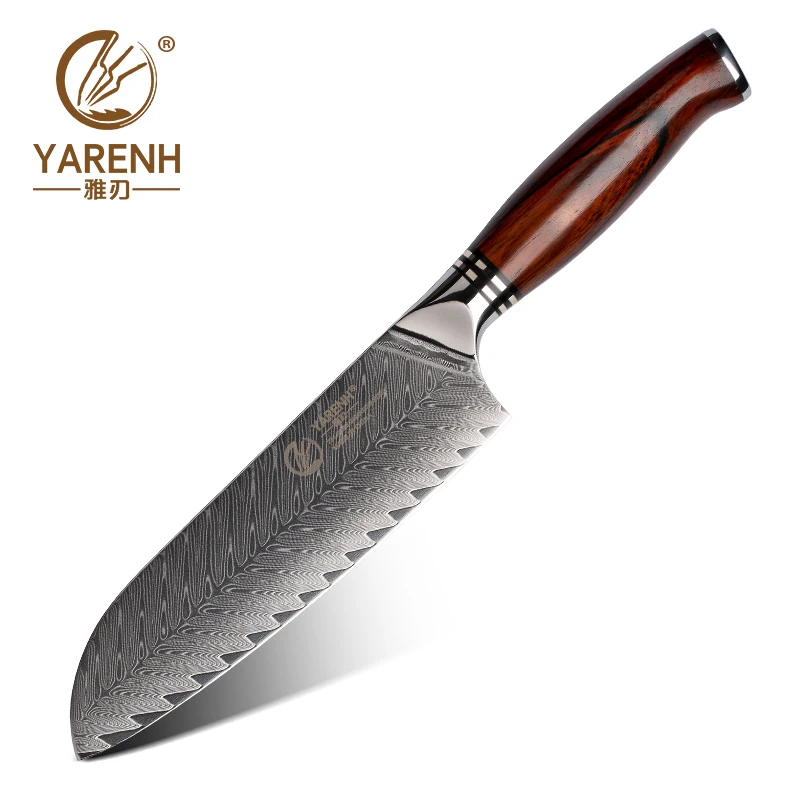 

YARENH 7 Inch Santoku Knife Ultra Sharp 73 Layers Japanese Damascus Steel Kitchen Utility Cooking Knives Dalbergia Wood Handle