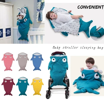 

Cute Infant Baby Sleeping Bag Shark Sleeping Bag Cartoon Anti-kick Autumn Winter Baby Out Of Hugs Baby Swaddle For Baby Gifts