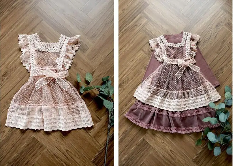 Г. Новая Детская осенняя сказочная кружевная Тюлевая жилетка, платья Милая одежда принцессы для девочек 6 шт./партия