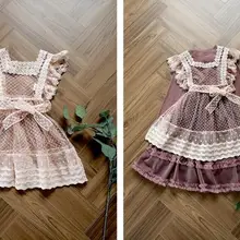 Г. Новая Детская осенняя сказочная кружевная Тюлевая жилетка, платья Милая одежда принцессы для девочек 6 шт./партия