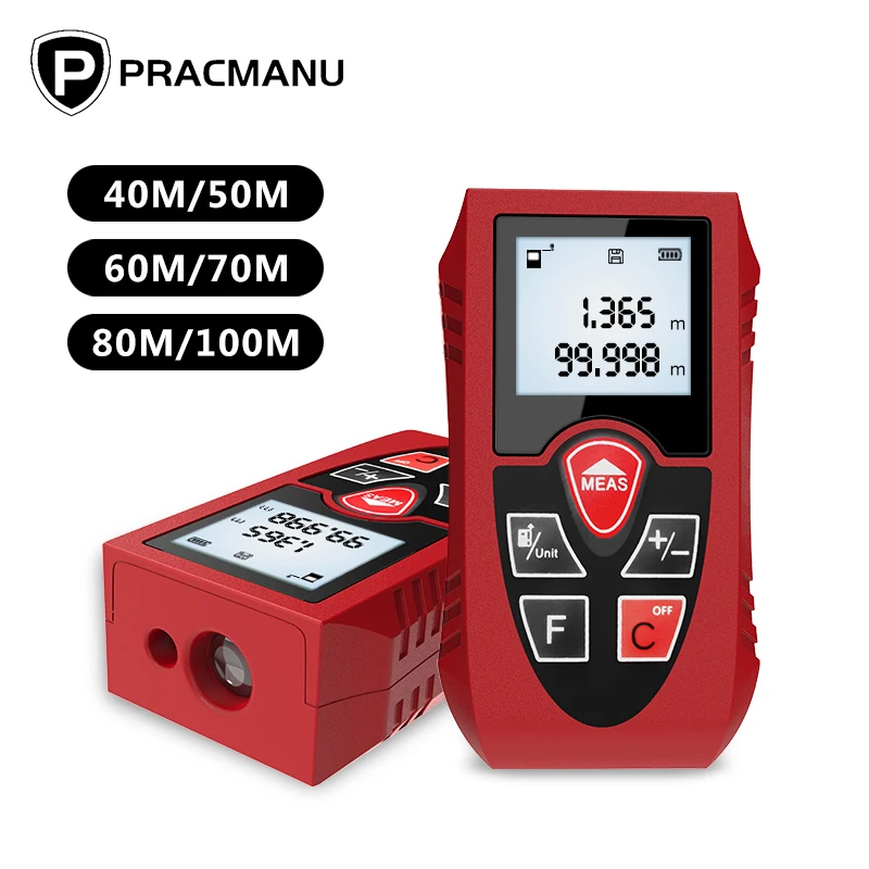 PRACMANU Laser-entfernungsmesser 40M 60M 80M 100M Digitale Laser Abstand Meter Batterie-Powered Laser Meter gerät Herrscher Test Werkzeug PRACMANU Laser-entfernungsmesser 40M 60M 80M 100M Digitale Laser Abstand Meter Batterie-Powered Laser Meter gerät Herrscher Test Werkzeug