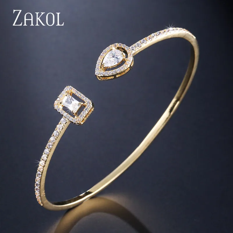 Модный дизайнерский комплект ювелирных изделий от бренда ZAKOL, серьги с чешским камнем, браслет и кольцо на запястье для женщин, помолвка, FSSP3011