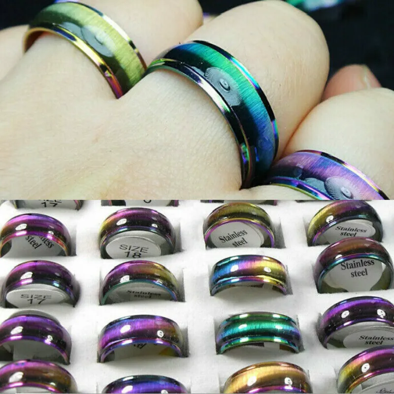 

Wholesale Lots bulk 50pcs colorful ring women Stainless Steel Band beautiful Rings girls Jewelry Party Gifts