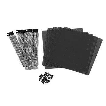 

5Pc 12mm PVC Computer PC Cooler Fan Filter Black Dustproof Case Cover Mesh Pack + 5Pc Dust Filter Blanking Plate PCI Slot Cover
