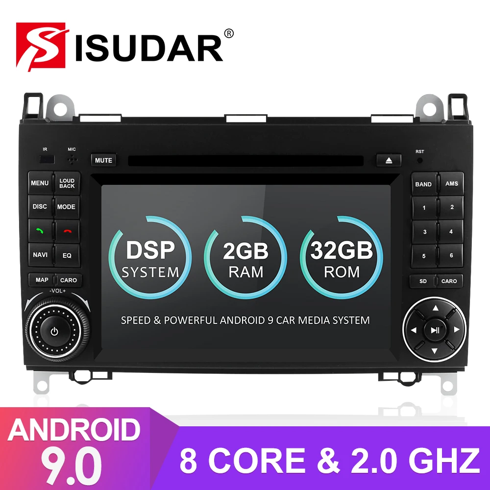 Isudar 2 Din автомагнитола Android 9 для Mercedes/Benz/Sprinter/B200/b-класс/W245/B170 автомобильный мультимидийный навигатор DVD Восьмиядерный rom 32G DSP