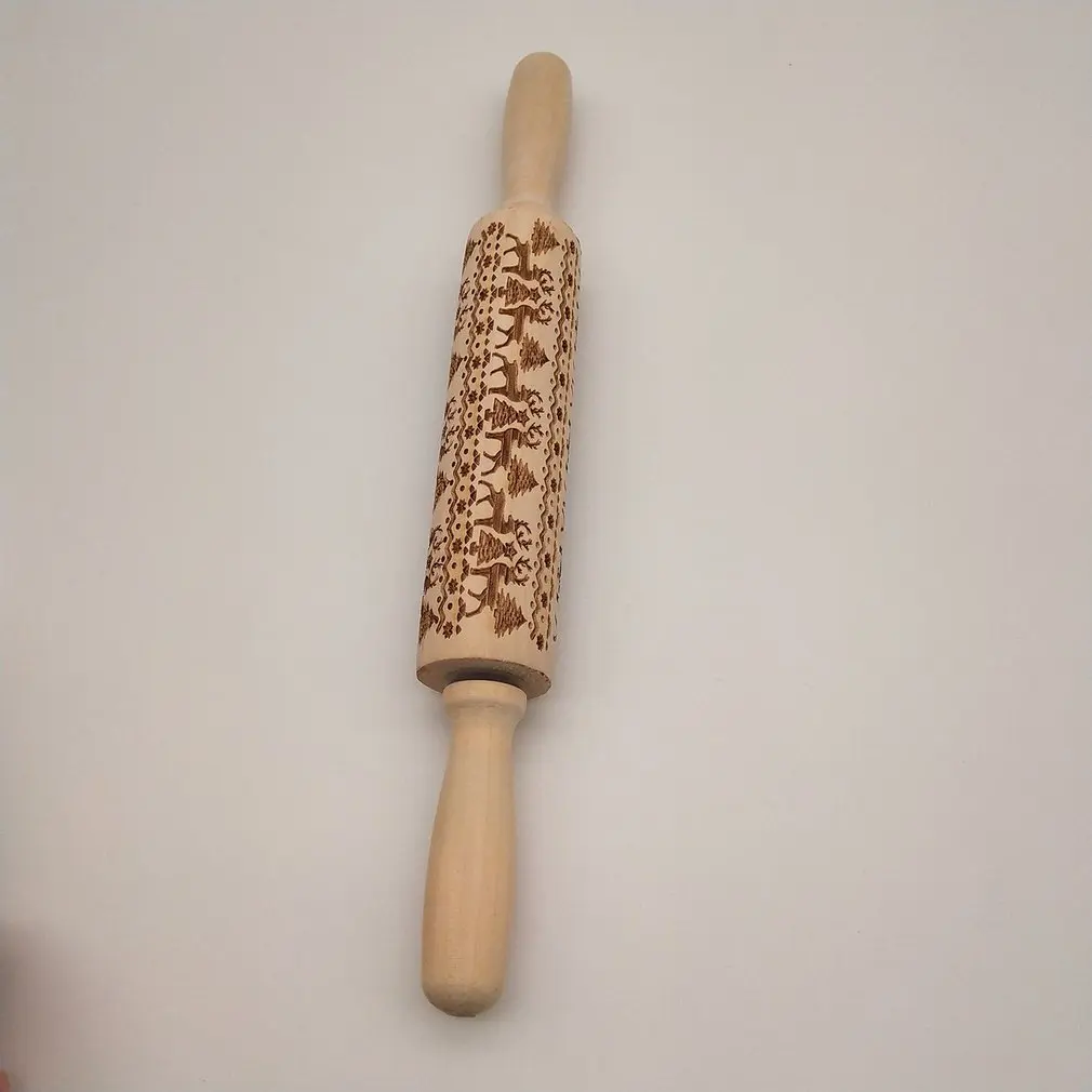 Рождественская печать деревянная Скалка помадка торт украшение тесто ролик инструмент для выпечки и готовки Кухонные гаджеты аксессуары